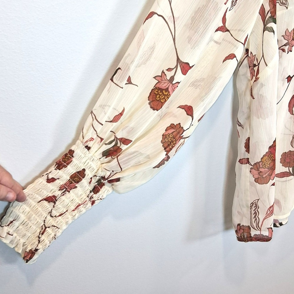 NWT Eloquii Elements Floral Sheer Ruffle Blouse Womens Sz 24 Smocked Romantic - Picture 5 of 14